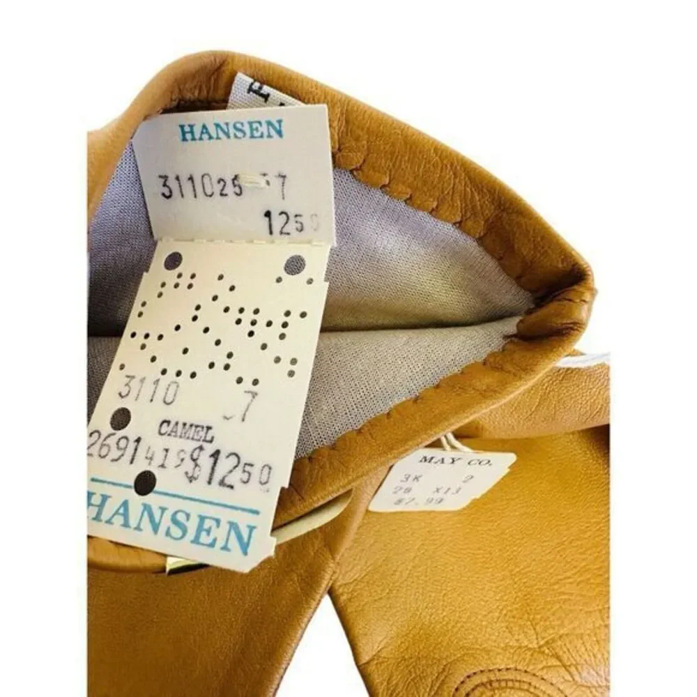 Vintage Cabraro By Hansen Silk‎ Camel Gloves Size 7 NOS With Tags May Co. 1970